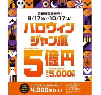 ハロウィンジャンボ宝くじ発売